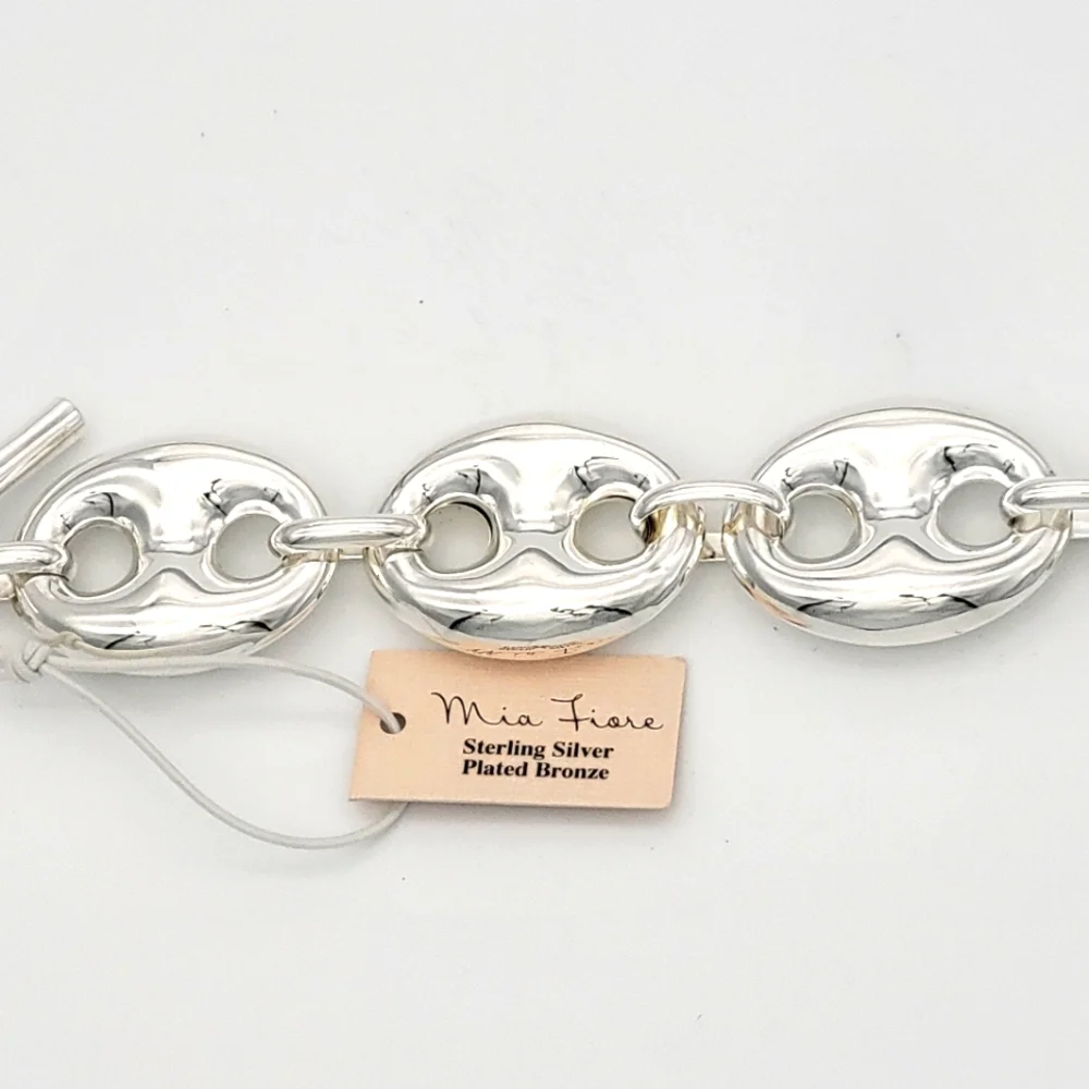 🇮🇹Mia Fiore Mariner Puff Chain Link Sterling Silver/Bronze - Picture 3 of 11
